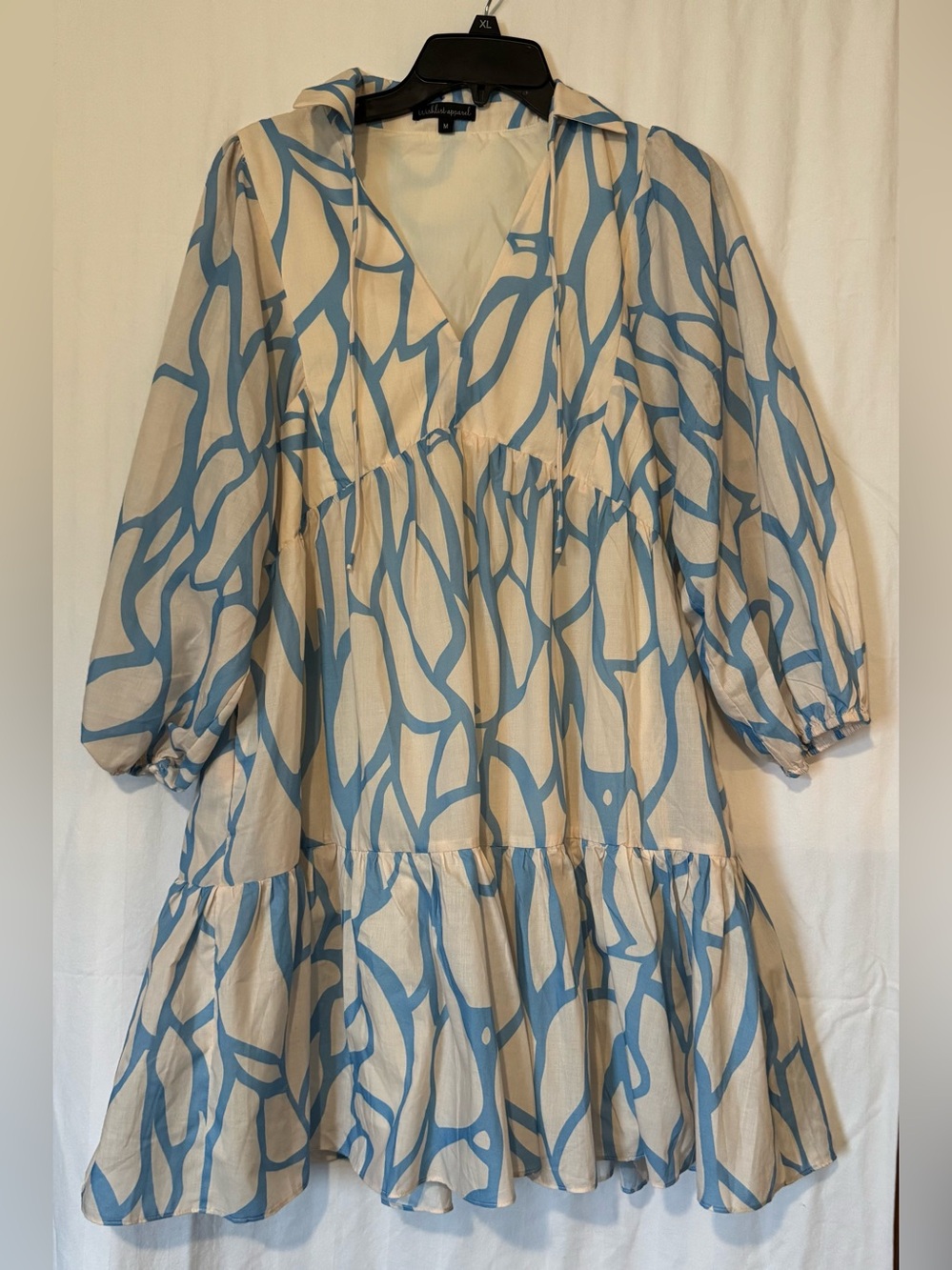 Wishlist Apparel Blue Abstract Tiered Boho Dress – M